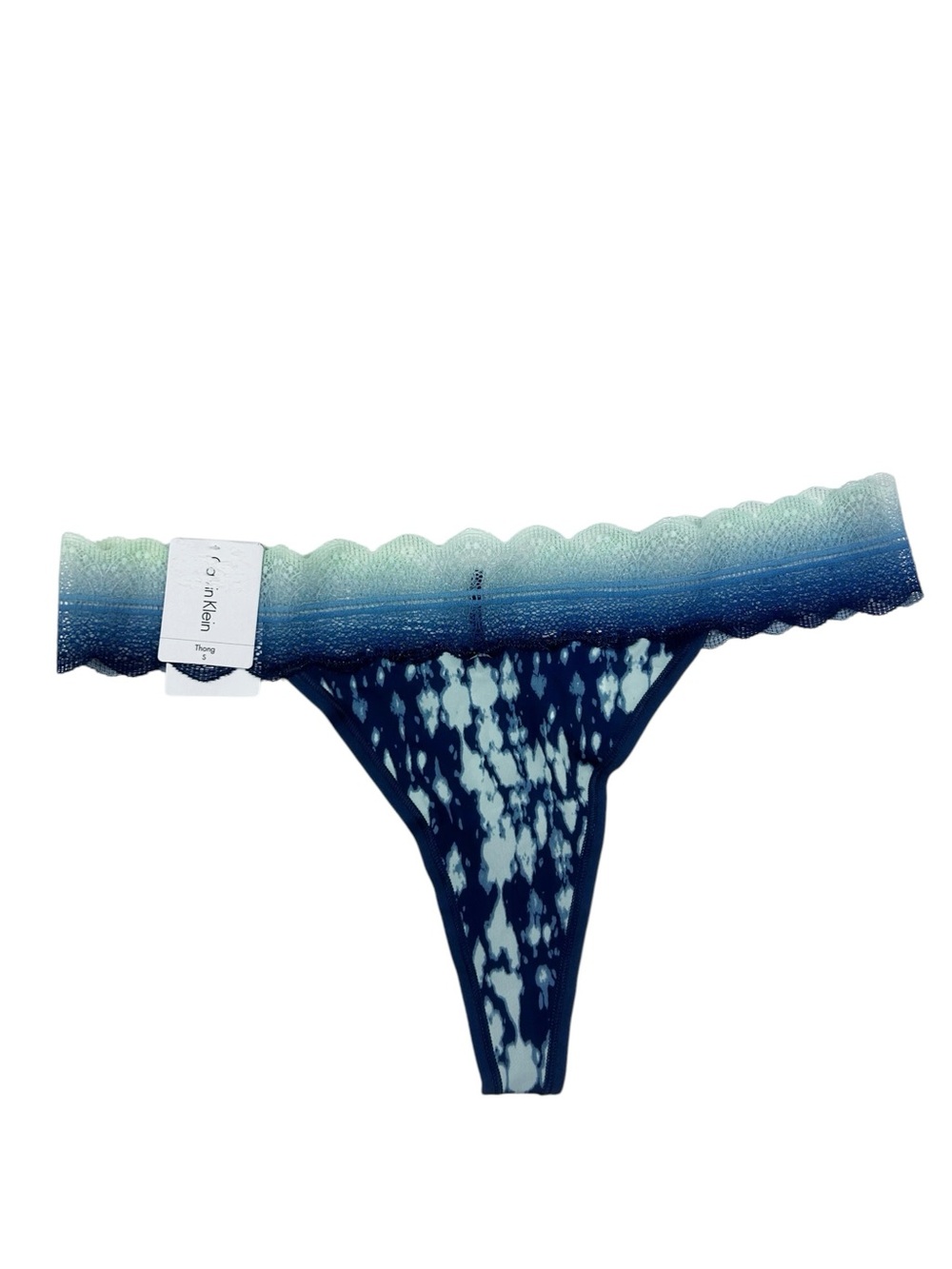 Calvin Klein Blue Lace Trim Thong Size Small